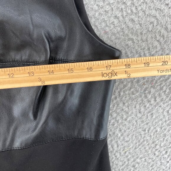 Calvin Klein Dress Womens 10 Black Colorblock PU Tweed Herringbone Shift Mini - Picture 7 of 9